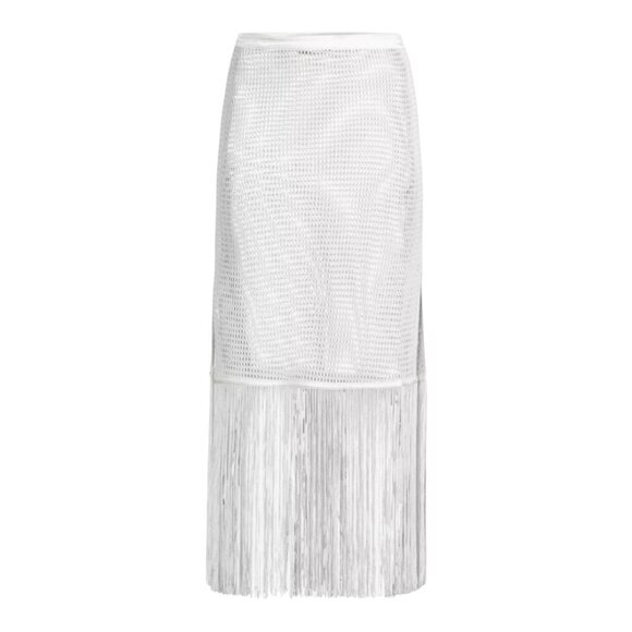 My Beachy Side Camelia Maxi Skirt Small White Cotton Lace Fringe Swim Cover Up - Picture 3 of 10